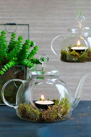 Флорариум - подсвечник под чайную свечу ЧАЙНИЧЕК, стекло, 14 см, 4 SEASONS