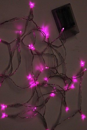 Гирлянда КАПЕЛЬКИ СВЕТА, 50 розовых LED-огней, 5+0.3 м, прозрачный провод, батарейки, Koopman International