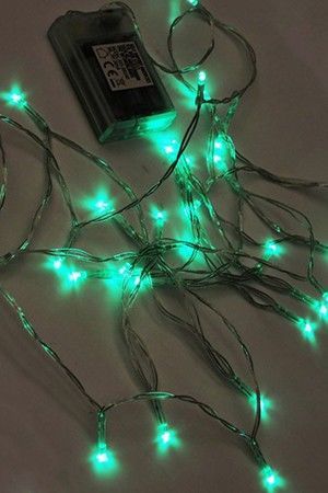 Гирлянда КАПЕЛЬКИ СВЕТА, 50 зелёных LED-огней, 5+0.3 м, прозрачный провод, батарейки, Koopman International