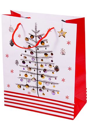 Пакет для подарков CHRISTMAS CHARM (с ёлкой), бело-красная гамма, 27х33 см, Due Esse Christmas