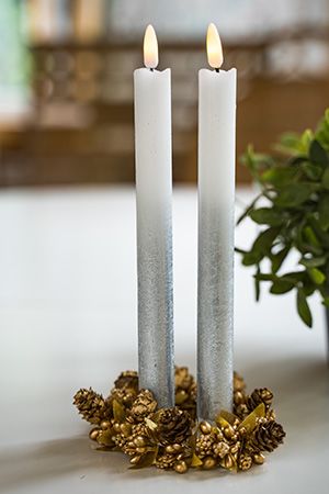 Набор восковых светодиодных свечей SOIREE ROMANTIQUE, серебряный, имитация живого пламени, 25х2 см, 2 шт., Peha Magic