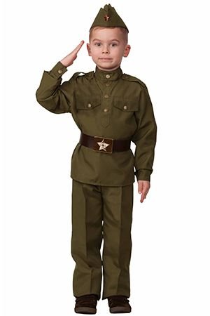 Детская военная форма Солдат, цвет зеленый, рост 116 см, Батик