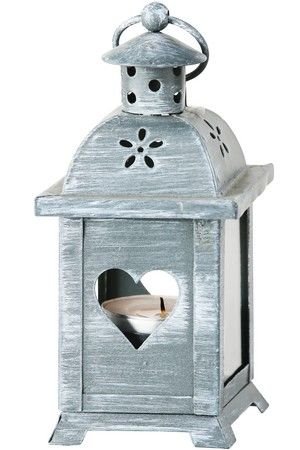 Подсвечник-фонарик под чайную свечу ПАУЛИ - ТЁПЛОЕ СЕРДЕЧКО, металлический, серый, 14х7 см, Boltze