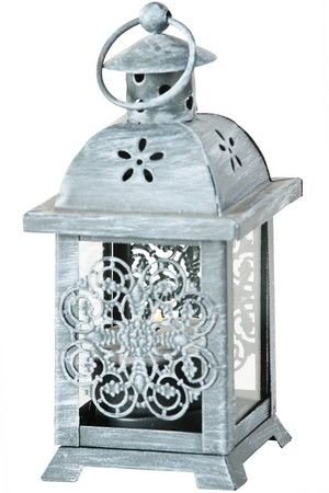 Подсвечник-фонарик под чайную свечу ПАУЛИ - КРУЖЕВНОЙ ЦВЕТОК, металлический, серый, 14х7 см, Boltze