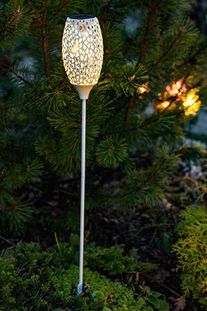Садовый светильник фонарь Solar ВЕЧЕРНЕЕ КРУЖЕВО на солнечной батарее, белый, 5 тёплых белых микро LED-огней, 94 см, Kaemingk (Lumineo)