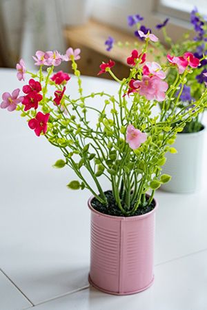Искусственные полевые цветы ЛЕТНЕЕ ОЧАРОВАНИЕ в розовом горшке, полиэстер, розовые, 22 см, Kaemingk