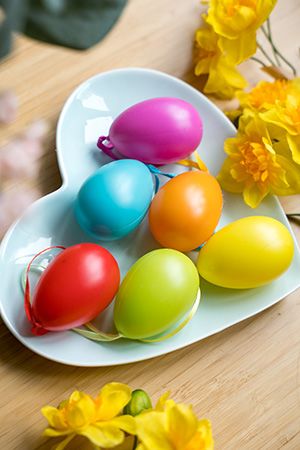 Декоративные пасхальные яйца ПРАЗДНИЧНЫЕ КРАСКИ, крупные, пластиковые, 6 см (6 шт.), Kaemingk