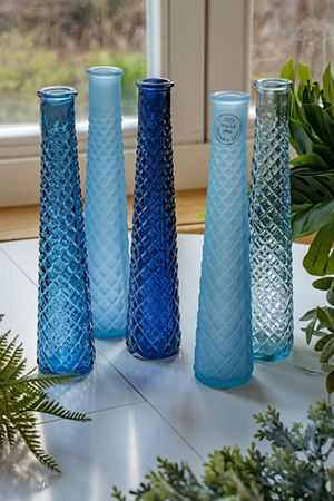Декоративные стеклянные вазы SKY AND SEA, голубая гамма, 32 см (5 шт.), Kaemingk