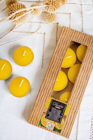 Ароматические чайные свечи ЦИТРОНЕЛЛА малые,  жёлтые, 3.8х1.9 см (упаковка 10 шт.), Kaemingk