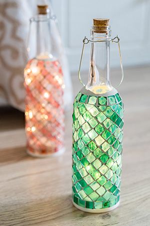 Декоративный светильник бутыль ПОСВЯЩЕНИЕ, стекло, 10 тёплых белых микро LED-огней, 30 см, батарейки, разные цвета, Kaemingk