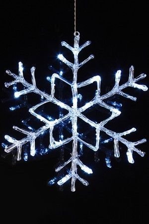 Подвесная светящаяся снежинка АНТАРКТИКА, 24 холодных белых LED-огня, 40 см+5м, прозрачный провод, уличная, STAR trading