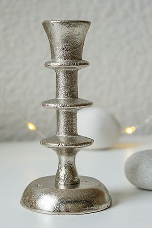 Канделябр БРУТАЛЕ (медиум) под 1 свечу, никелированный алюминий, серебряный, 13 см, Koopman International