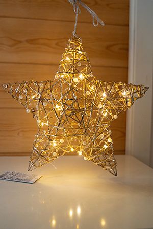 Светящаяся звезда ТЕССИТУРА ДОРО, золотая, 20 тёплых белых mini LED-огней, 30 см. таймер, батарейки, Koopman International