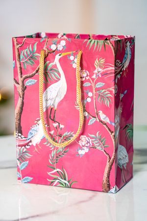 Подарочный пакет РАЙСКИЕ ПТИЦЫ, бумага, тёмно-розовый, 16 см, Koopman International