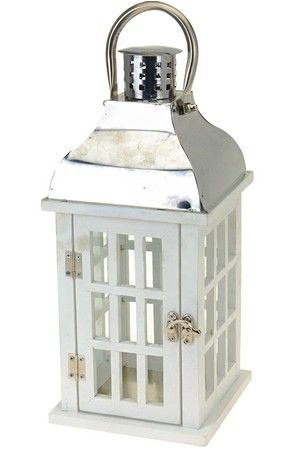 Винтажный подсвечник-фонарь ПОЛЯРНЫЙ ДЕНЬ малый, деревянный, белый, 32 см, Koopman International