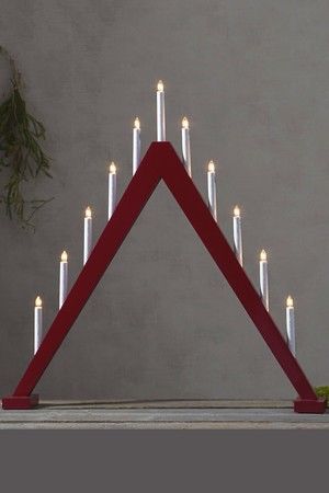 Декоративный светильник-горка TRILL, деревянный, красный, 11 тёплых белых ламп, 79х78 см, STAR trading