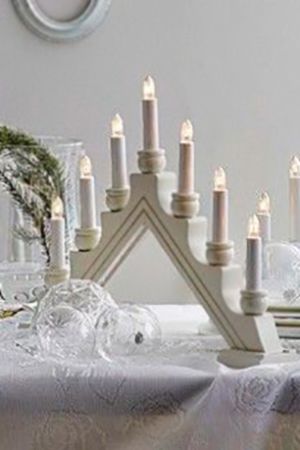 Светильник-горка рождественский декоративный KARIN на 7 свечей, деревянный, светло-серая, 42х34 см, STAR trading