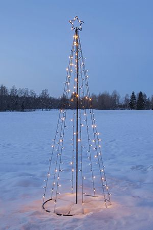Светодиодная фигура для дома и сада ЁЛКА MARVELL, 170 тёплых белых LED-огней (10% мерцающих), 2.1 м, чёрный провод, уличная, STAR trading