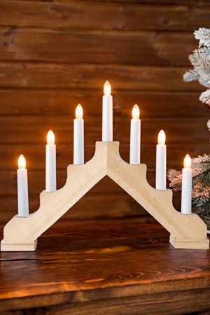 Светильник-горка рождественская ADA (светлое дерево) на 7 свечей, 37х30 см, STAR trading