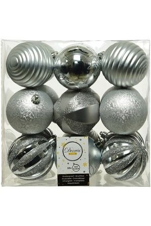 Набор пластиковых шаров МОЛЬТЕ ТРАМЕ, серебряный, 8 см (упаковка 18 шт.), Kaemingk (Decoris)