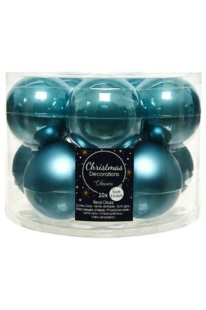 Набор стеклянных шаров матовых и эмалевых, цвет: голубой туман, 60 мм, упаковка 10 шт., Kaemingk (Decoris)