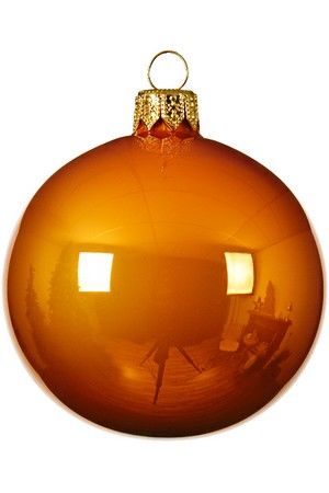 Елочный шар ROYAL CLASSIC стеклянный, эмалевый, цвет: янтарный, 150 мм, Kaemingk (Decoris)