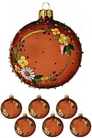 Стеклянные ёлочные шары ДЫХАНИЕ ЛЕТНЕГО ВЕЧЕРА, прозрачные шоколадные, 8 см (упаковка 6 шт.), Kaemingk (Decoris)