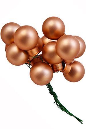 ГРОЗДЬ стеклянных матовых шариков на проволоке, 12 шаров по 25 мм, цвет: миндальный, Kaemingk (Decoris)