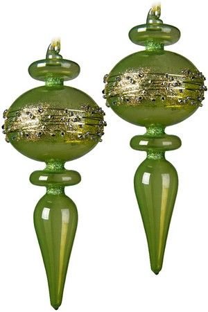 Стеклянные ёлочные подвески MAGIC VIAL, зелёные, 20 см (упаковка 2 шт.), Kaemingk (Decoris)