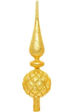 Елочная верхушка DIAMOND (рифление крупной сеточкой), стеклянная, матовая, золотая, 31 см, Kaemingk (Decoris)
