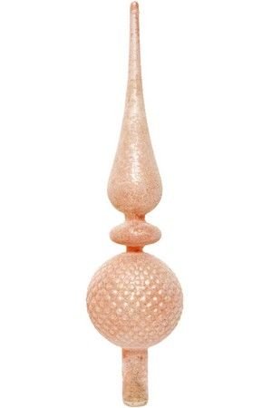 Елочная верхушка DIAMOND (рифление мелкой сеточкой), стеклянная, матовая, нежно-розовая, 31 см, Kaemingk (Decoris)
