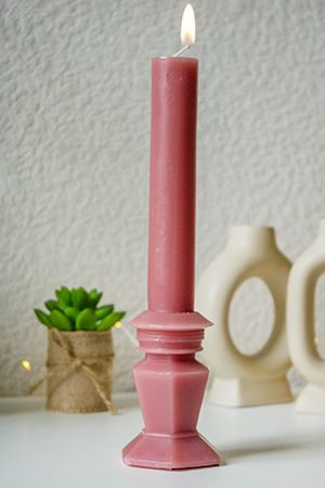 Декоративная свеча АНТИЧНОЕ ИЗЯЩЕСТВО, розовый бархат, парафин, 25 см, разные модели, Kaemingk