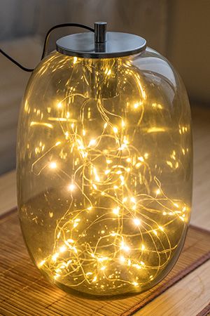 Гирлянда-крышка для банки или вазы  РОСА - КОНСКИЙ ХВОСТ, 80 тёплых белых микро LED-огней, диаметр металлической крышки 10 см, Kaemingk (Lumineo)