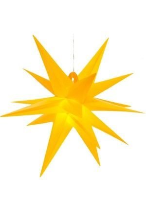 Подвесная светящаяся звезда 3D РАДЬЯНТА, PVC, жёлтая, 6 тёплых белых LED-огней, 40 см, уличная, Kaemingk (Lumineo)
