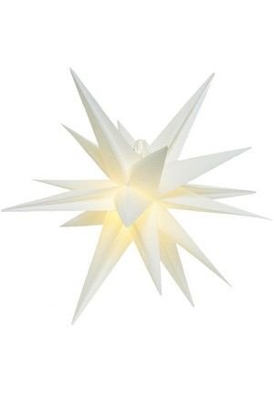Подвесная светящаяся звезда 3D РАДЬЯНТА, PVC, белая, 6 тёплых белых LED-огней, 75 см, уличная, Kaemingk (Lumineo)