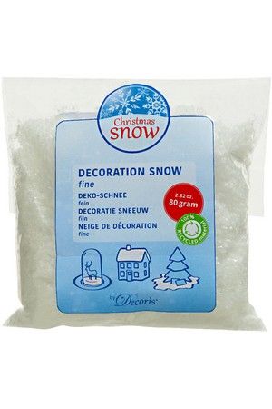 Искусственный снег из переработанного пластика DECORATION SNOW, мелкие хлопья, белый, 80 г, Kaemingk (Decoris)