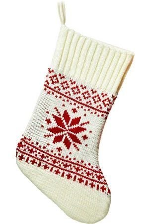 Носок для подарков РУКОДЕЛЬНЫЙ (с помпончиками), белый, 53 см, Kaemingk
