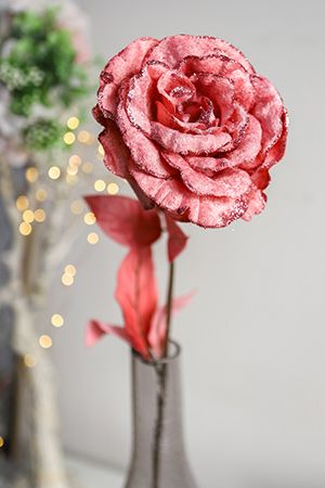 Декоративная Роза КОРАЛЛО, полиэстер, коралловый розовый, 60 см, Kaemingk