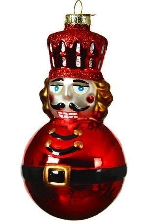 Ёлочная игрушка ЩЕЛКУНЧИК-НЕВАЛЯШКА, стеклянный, красный, 12 см, Kaemingk (Decoris)