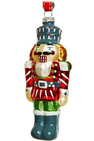 Ёлочная игрушка БЛЕСТЯЩИЙ ЩЕЛКУНЧИК в красном мундире, стеклянный, 14 см, Kaemingk (Decoris)