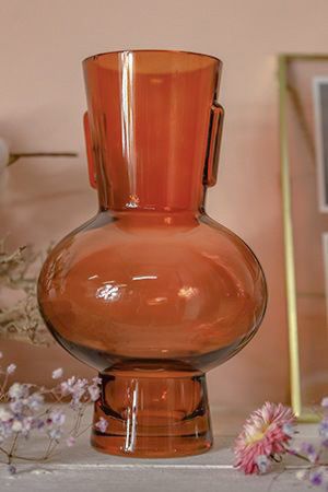 Стеклянная ваза АМБРА СКУРА, ручной работы, янтарная, 32 см, Kaemingk (Decoris)