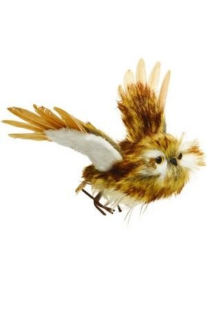 Декоративный ВИХРАСТЫЙ СОВЁНОК летящий, полиэстер, перо, коричневый, 71х27 см, Kaemingk (Decoris)