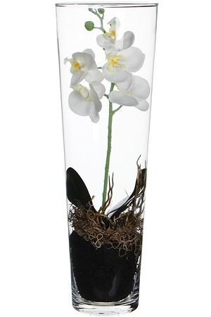 Искусственная орхидея ФАЛЕНОПСИС в высокой вазе, белый, 50 см, Edelman, Mica