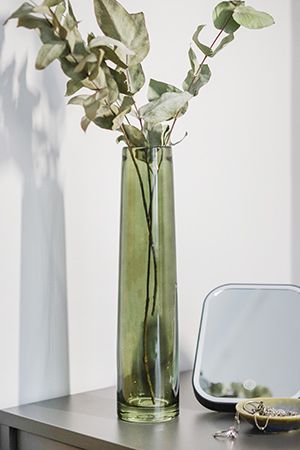Стеклянная ваза для одного цветка КСАНДРА, дымчато-зелёная, 30 см, Edelman, Mica