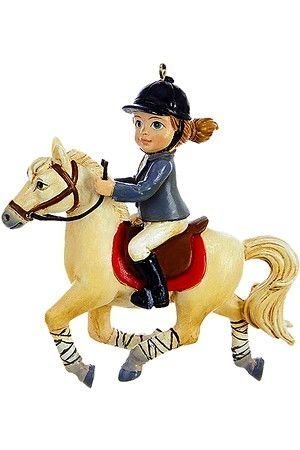 Ёлочная игрушка ЮНАЯ ВСАДНИЦА на белом коне, полистоун, 9 см, Kurts Adler