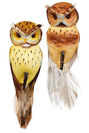 Декоративная птичка СОВУШКА - ВЕРНАЯ ПОДРУЖКА на клипсе, перо,  разные модели, 16 см, Goodwill