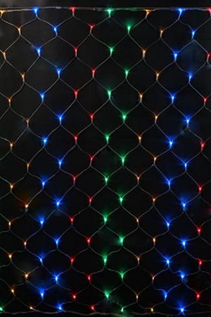 Светодиодная сетка, 192 разноцветных LED-огня, 2х1.5 м, прозрачный провод, коннектор, уличная, Rich LED