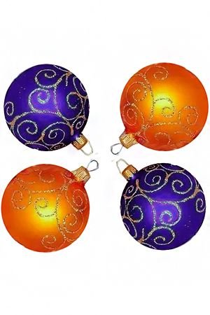 Набор стеклянных шаров САДКО, золото - фиолетовый, 4х75 мм, Елочка