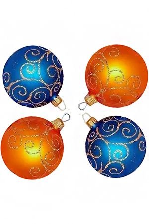 Набор стеклянных шаров САДКО, золото - синий, 4х75 мм, Елочка