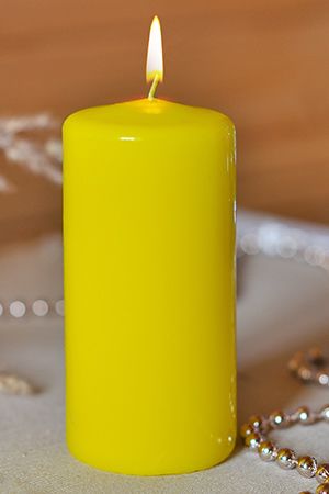 Свеча столбик, жёлтая, 6х12.5 см, Омский Свечной